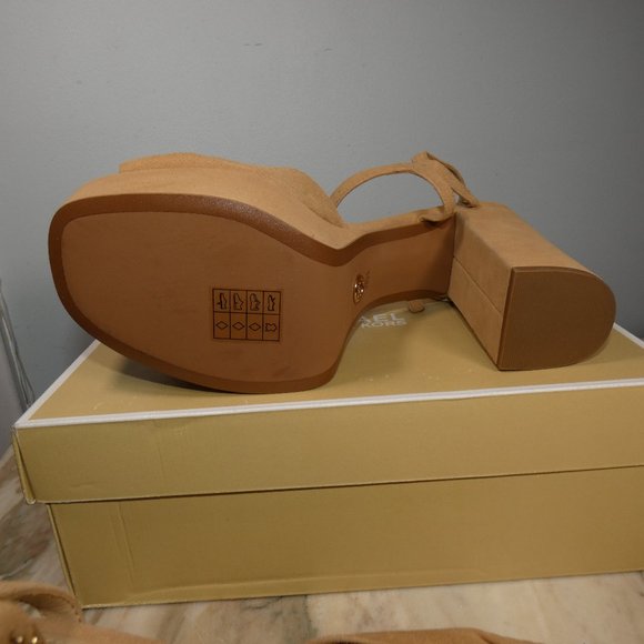 NiB Hard to Find Michael Kors Suri Platform 10 M Peanut Suede Leather - Picture 6 of 11